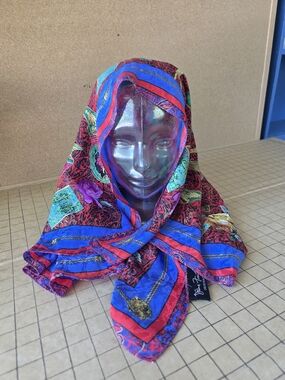 Diane Freis Vintage Original 100% Silk Scarf 34x34 Perfume Bottle Baroque Print